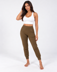 Women's Sports Bra – Olive Green & White