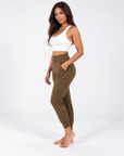 Women's Sports Bra – Olive Green & White