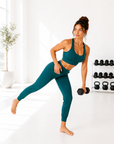 Blue leggings and bra set