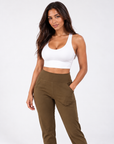 Women's Sports Bra – Olive Green & White